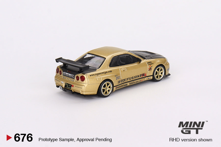 MiniGT 1:64 Nissan Skyline GT-R R34 Top Secret – Gold – Japan Exclusive #676