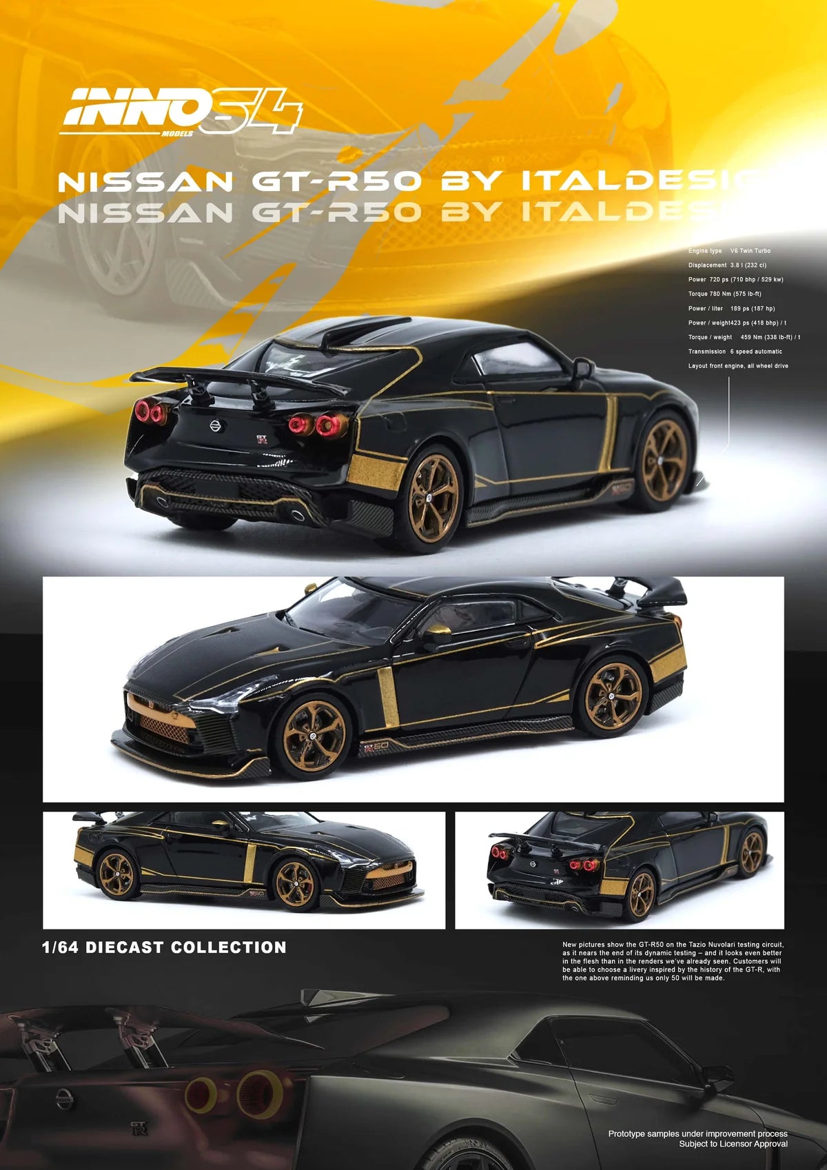 Inno64 1:64 Nissan GT-R R50 Italdesign - Black