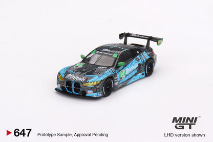 MiniGT 1:64 BMW M4 GT3 #97 Turner Motorsport IMSA 2023 Laguna Seca GTD 2nd Place – Blue/Black – MiJo Exclusive #647