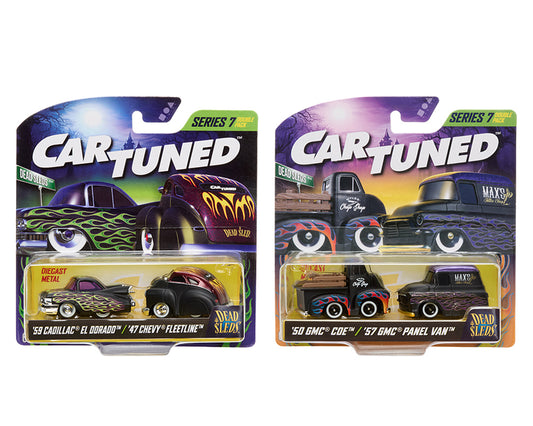 CarTuned 1:64 2-Pack Series 7 “Dead Sleds” *SET* – 1959 Cadillac, 1947 Chevy Fleetline, 1950 GMC COE, 1957 GMC Panel Van *PAIR*
