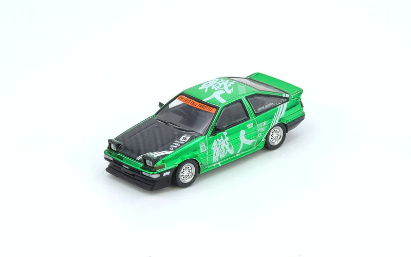 Inno64 1:64 Toyota Sprinter Trueno AE86 "Keiichi Tsuchiya" - White (Chance For Green Chase)