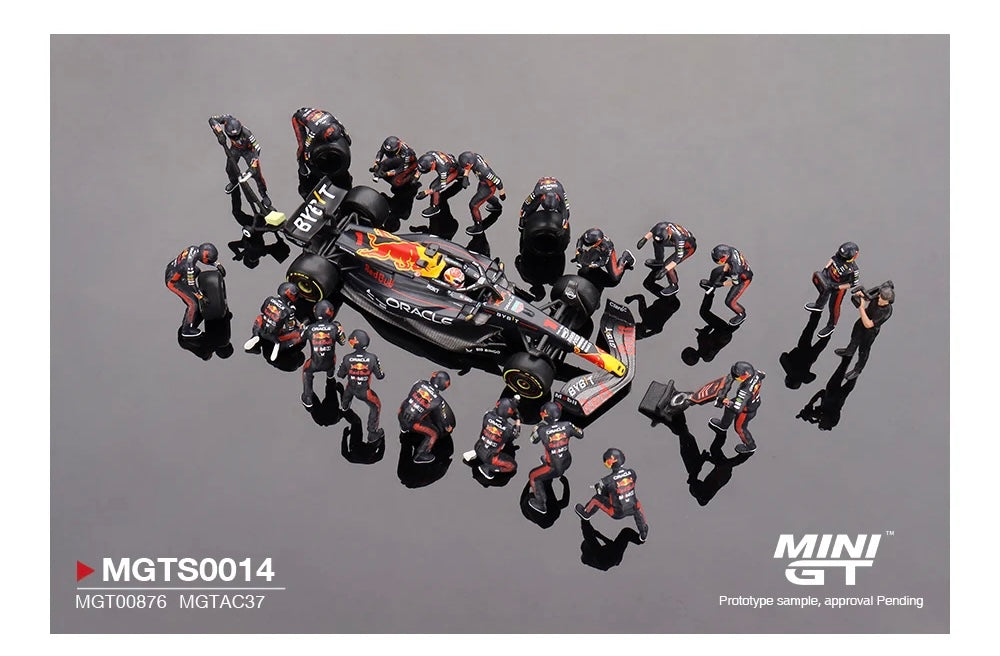 MiniGT 1:64 Oracle Red Bull Racing RB19 #1 Max Verstappen 2023 Japanese Grand Prix Pit Crew Set #MGTS0014