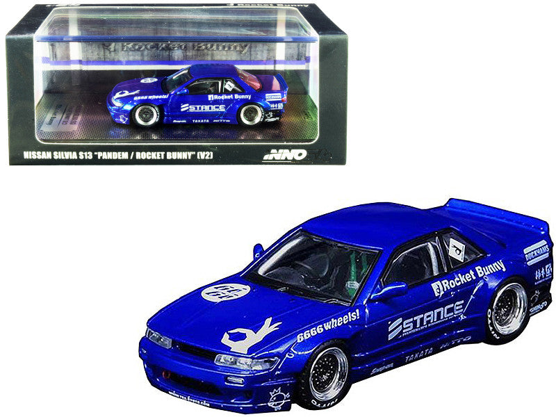 Inno64 1:64 Nissan Silvia S13 Pandem Rocket Bunny V2 Blue Stance / Nitto