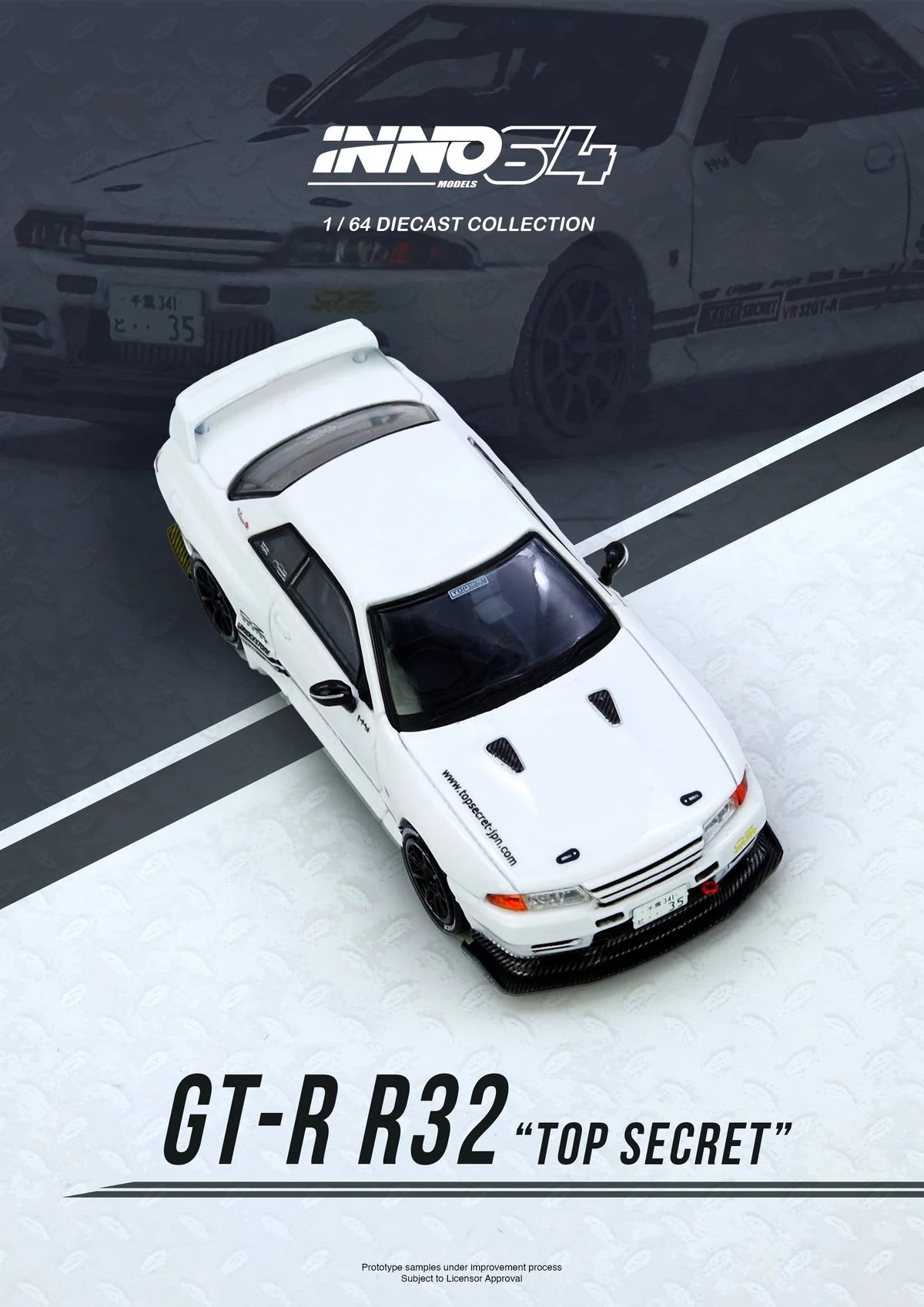 Inno64 1:64 Top Secret VR32 GT-R - White