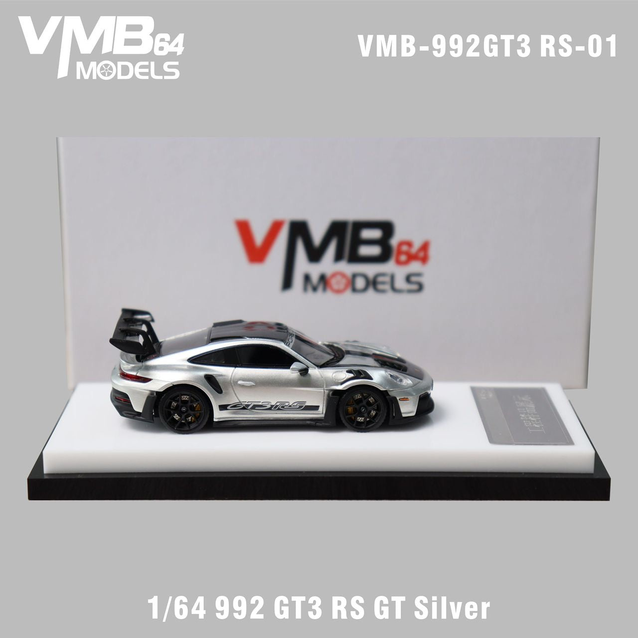 VMB 1:64 Porsche 992 GT3RS Silver - Resin Model