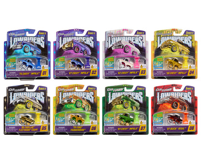 CarTuned 1:64 Lowriders SHOW GLOW 2026 Series 3 Set of 8 Styles – L.E.D. Light Up Chassis