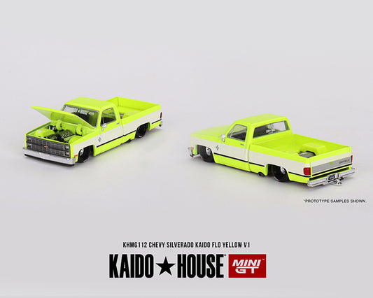 MiniGT X Kaido House 1:64 Chevrolet Silverado Kaido V1 – Bright Yellow Chrome