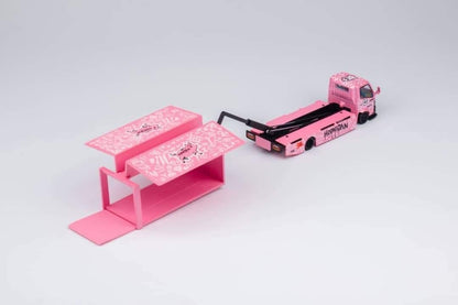 Micro Turbo 1:64 Custom Hoonipigasus Pink Pig Tow Truck Cab Hauler