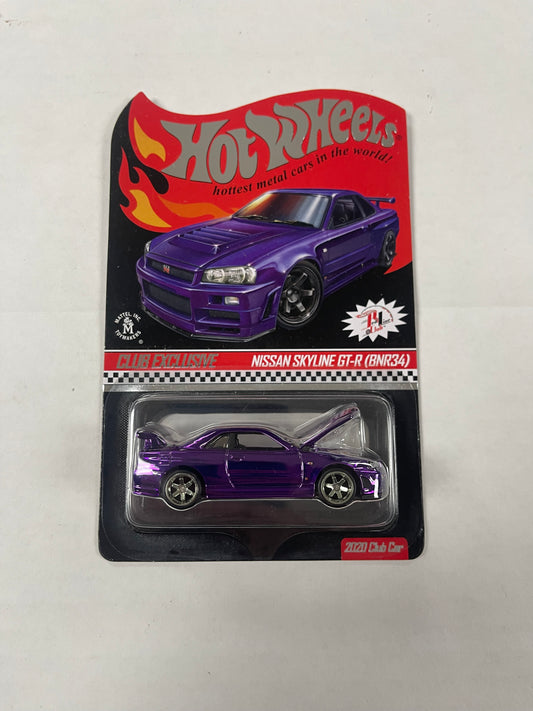 Hot Wheels 1:64 RLC 2020 Red Line Club Membership Nissan Skyline BNR34 Purple With Patch & Pin