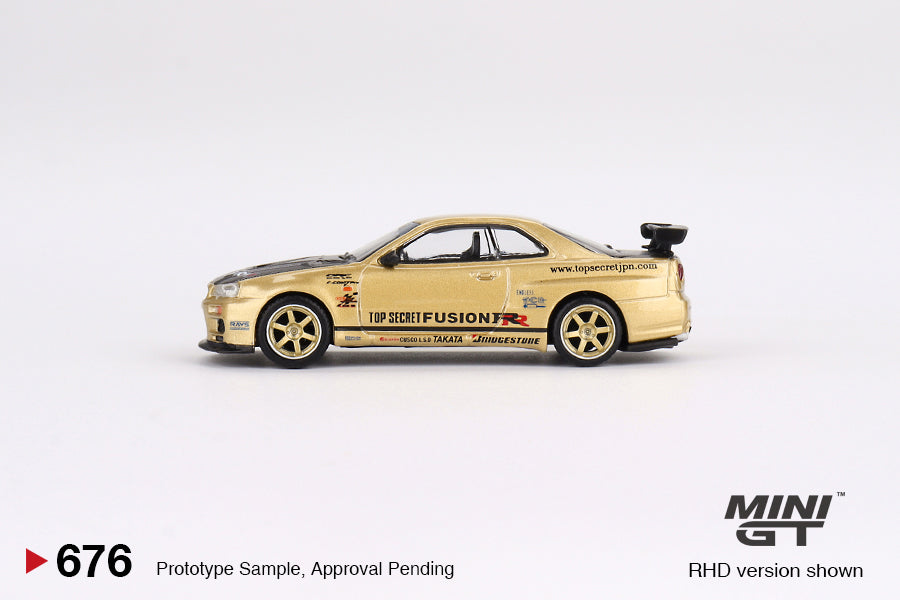 MiniGT 1:64 Nissan Skyline GT-R R34 Top Secret – Gold – Japan Exclusive #676