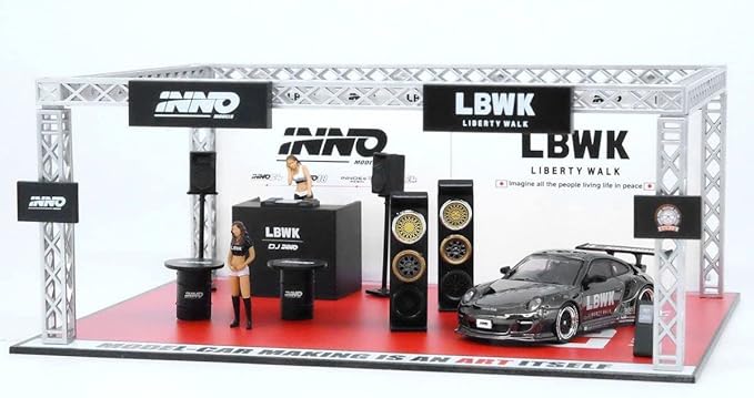 Inno64 1:64 DIO64 - LBWK Auto Salon Diorama Hong Kong Toycar Show 2021 Exclusive - Porsche 997 Black Chrome