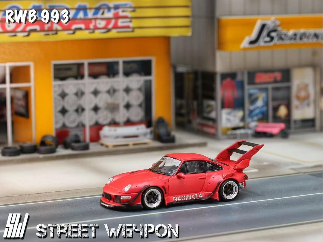 Street Weapon 1:64 Porsche RWB 993 Naginata - Matte Red *2 Styles*