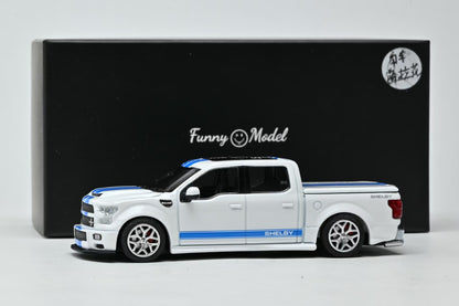 Funny Model 1:64 Ford F150 Super Snake - Oxford White With Blue Stripes