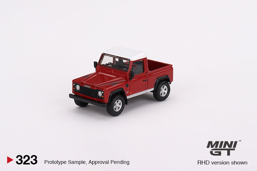 MiniGT 1:64 Land Rover Defender 90 Pickup – Masai Red - MiJo Exclusive #323