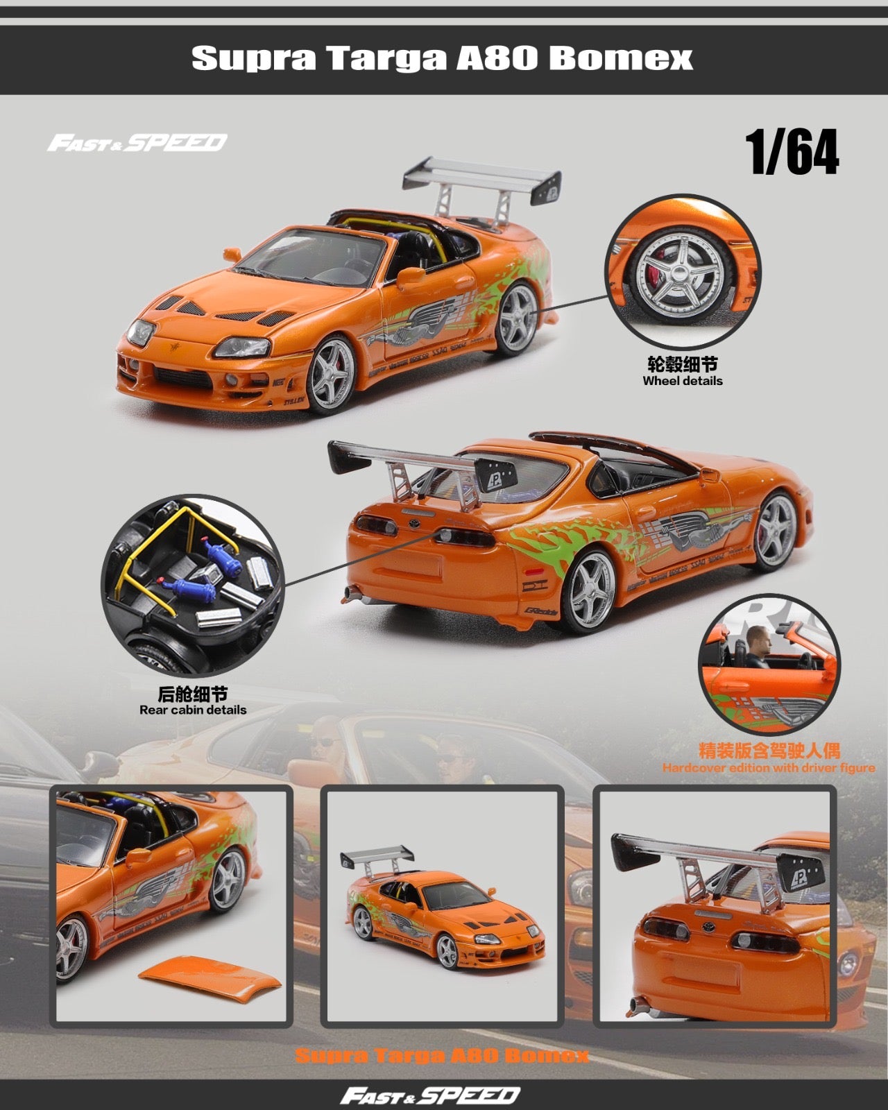 Fast Speed 1:64 Fast And Furious Supra Targa Top Bomex Version