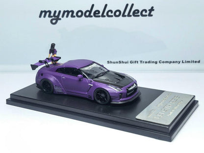 MyModelCollect 1:64 Nissan LBWK Liberty Walk GTR R35 v1.5 - Matte Purple With Figure