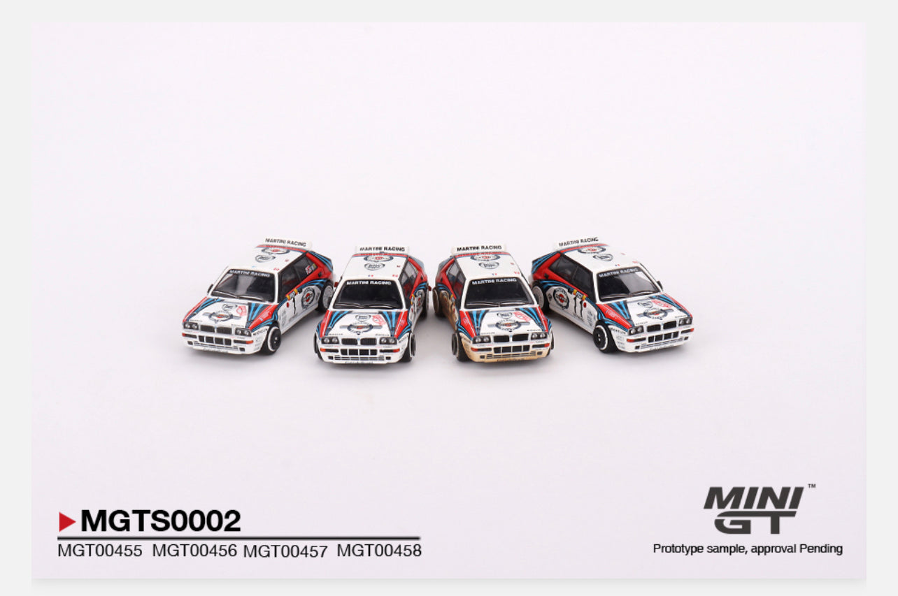 MiniGT 1:64 Lancia Delta HF Integrale Evoluzione 1992 Rally MonteCarlo Martini Racing - 4 Car Box Set