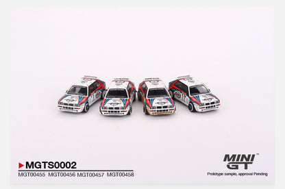 MiniGT 1:64 Lancia Delta HF Integrale Evoluzione 1992 Rally MonteCarlo Martini Racing - 4 Car Box Set