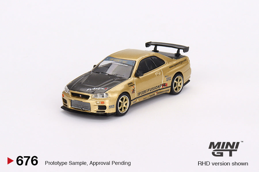 MiniGT 1:64 Nissan Skyline GT-R R34 Top Secret – Gold – Japan Exclusive #676