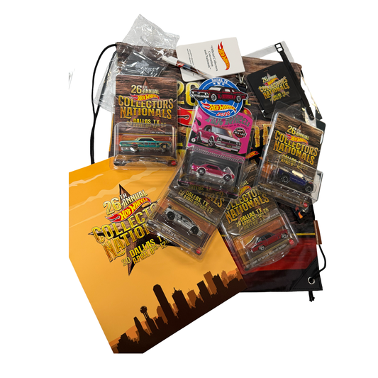 Hot Wheels 1:64 2026 26th Annual Collectors Nationals Dallas TX - Complete Convention 5 Car Set & Souvenir Bag