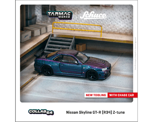 Tarmac Works 1:64 Schuco Nissan Skyline GT-R (R34) Z-tune – Midnight Purple III