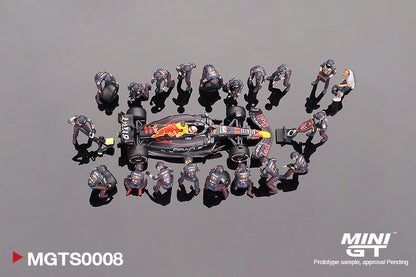 MiniGT 1:64 Oracle Red Bull Racing RB18 #11 Sergio Pérez 2022 Abu Dhabi GP Pit Crew Set