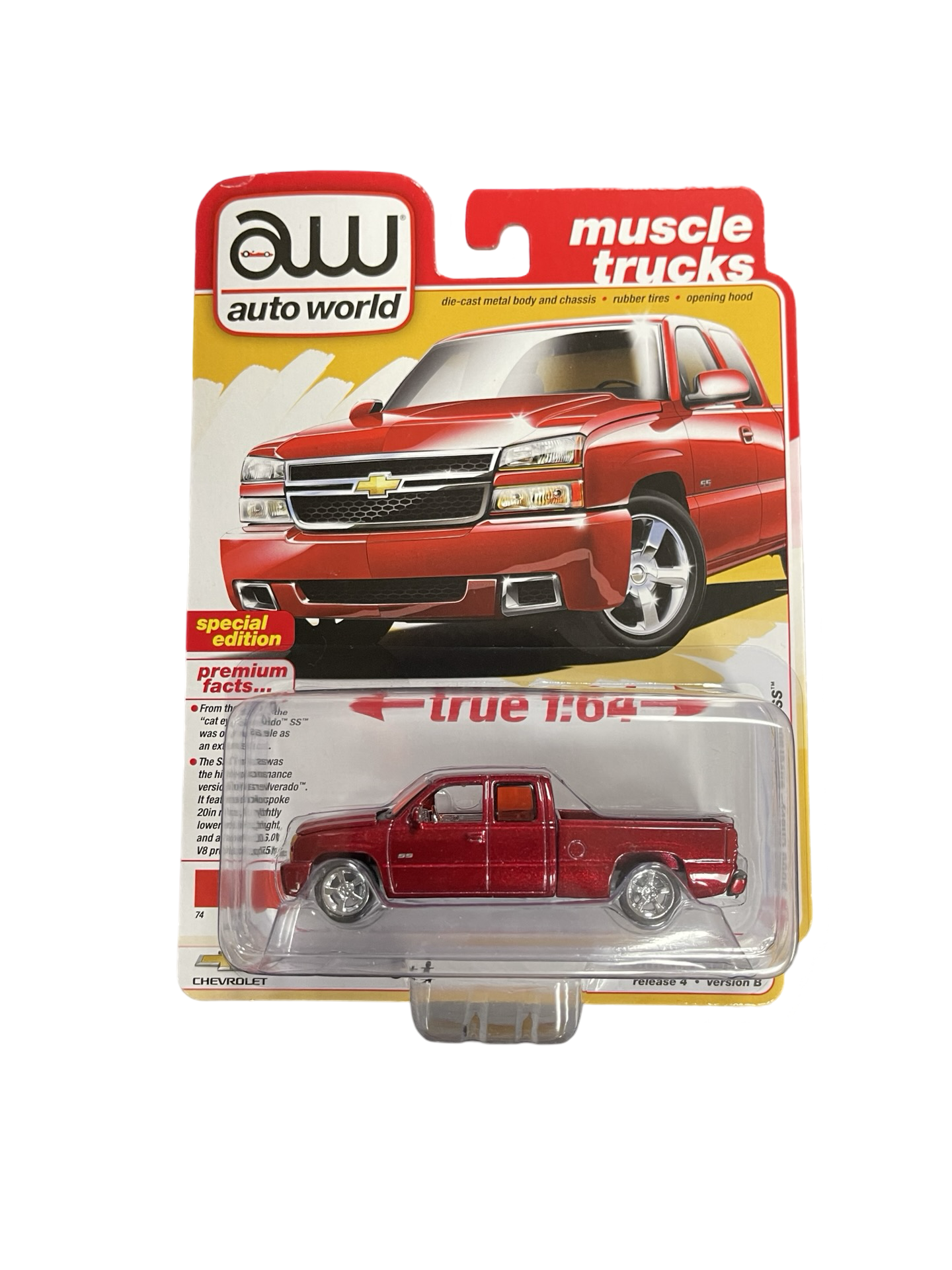 Auto World 1:64 2006 Chevrolet Silverado SS Truck Extended Cab Fleetside – Muscle Trucks - Victory Red **CHASE**