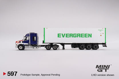 MiniGT 1:64 Western Star 49X Blue w/ 40' Reefer Container - Evergreen #597