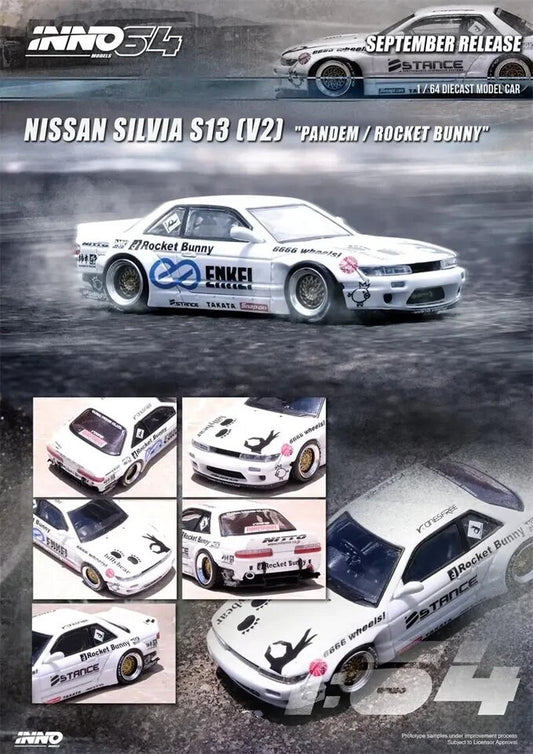 Inno64 1:64 Nissan Silvia S13 V2 Pandem Rocket Bunny - White