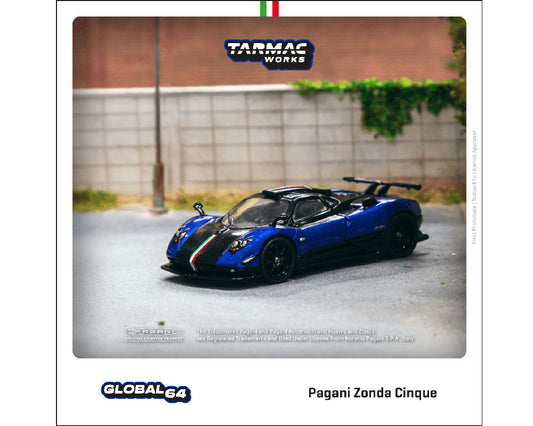 Tarmac Works 1:64 Pagani Zonda Cinque Blu Francia - GLOBAL64