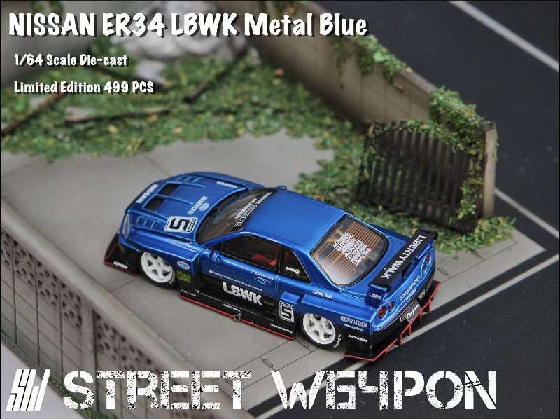Street Weapon 1:64 LBWK Nissan Skyline ER34 LB Super Silhouette - Metallic Blue