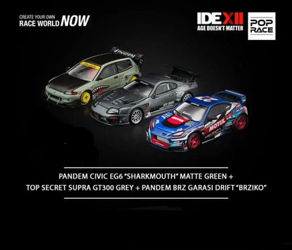 Pop Race 1:64 2025 IDE Indonesia Diecast Expo Exclusive Set Of 3 - Civic, Supra & BRZ