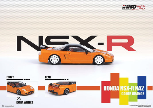 Inno64 1:64 Honda NSX-R NA2 Imola Orange Pearl With Extra Wheels