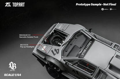 TopArt 1:64 LBWK Lamborghini Countach - Matte Grey