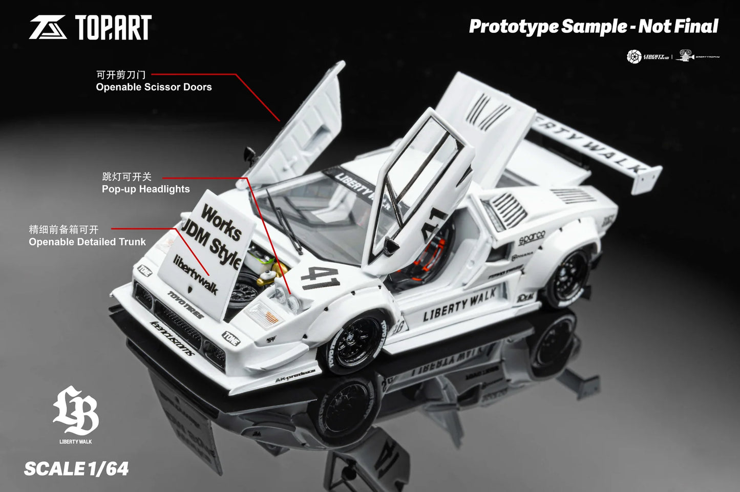 Top Art 1:64 LBWK Countach - White