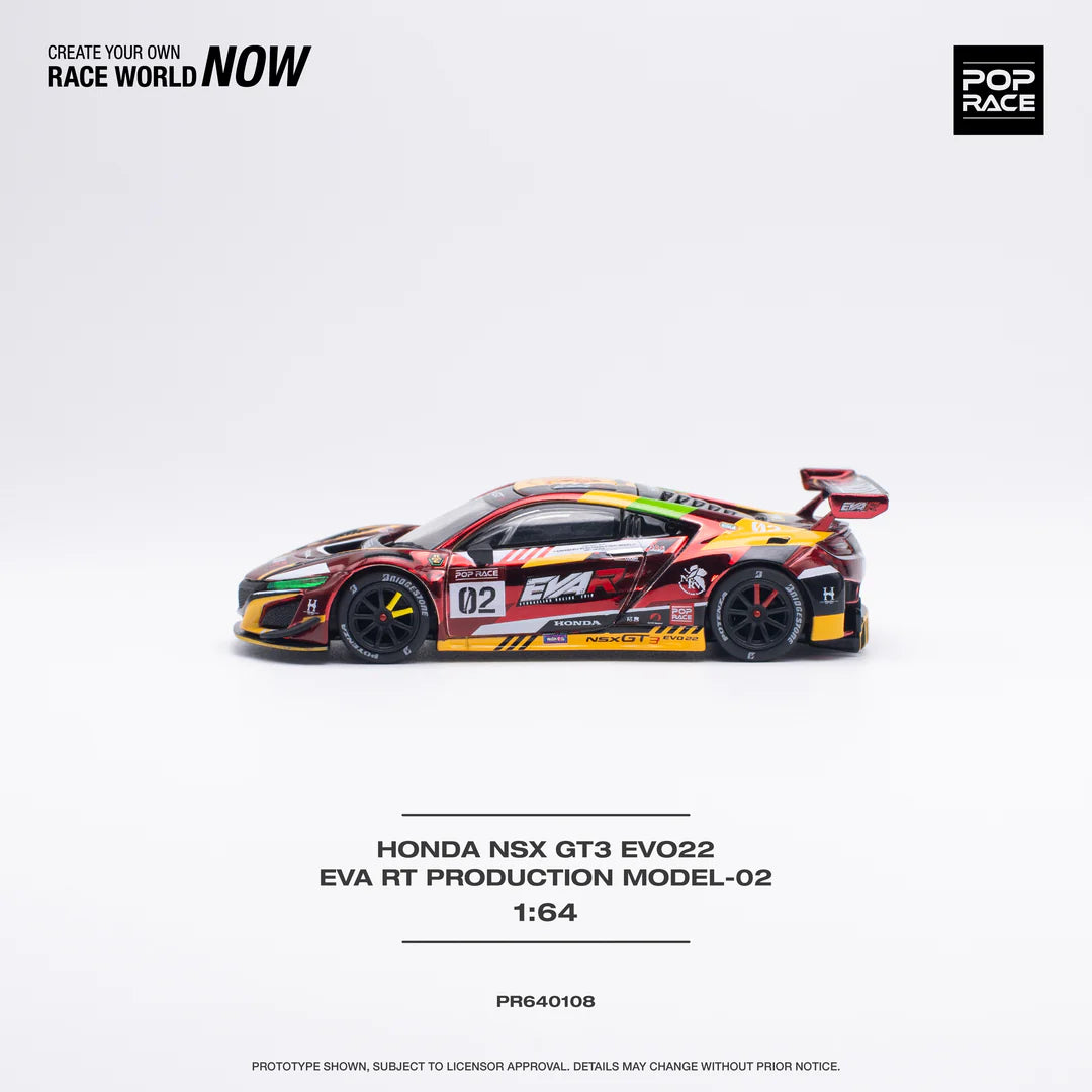 Pop Race 1:64 Honda NSX GT3 EVO22 EVA RT Production Model 02 - Red