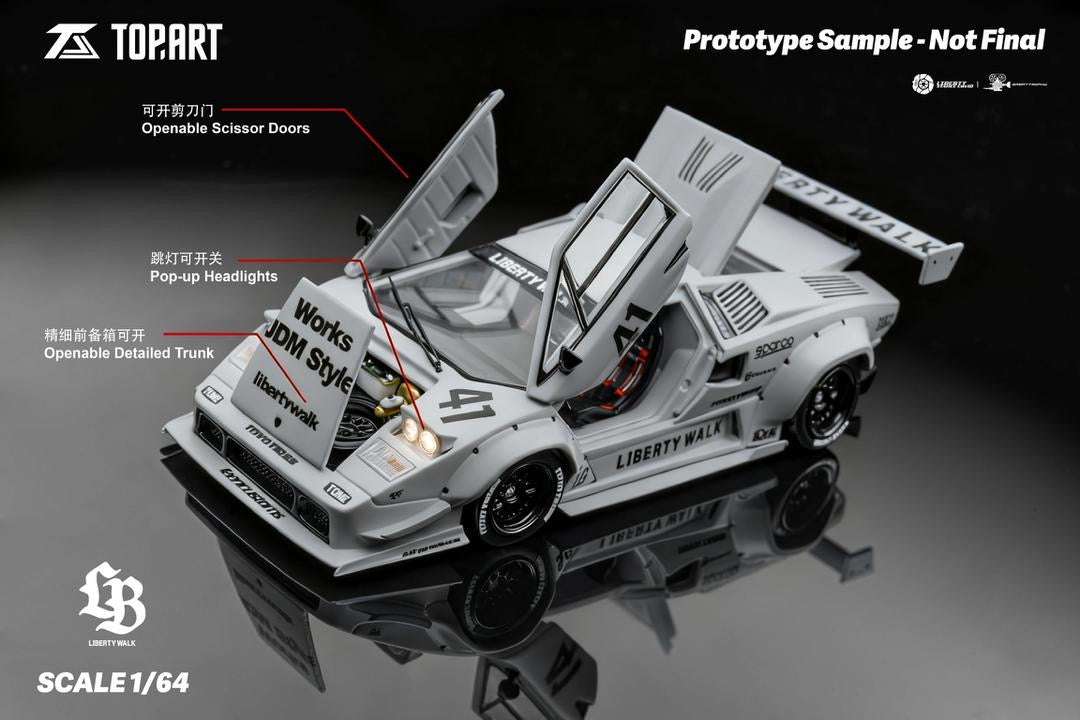 TopArt 1:64 LBWK Lamborghini Countach - Matte Grey