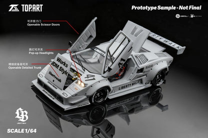 TopArt 1:64 LBWK Lamborghini Countach - Matte Grey