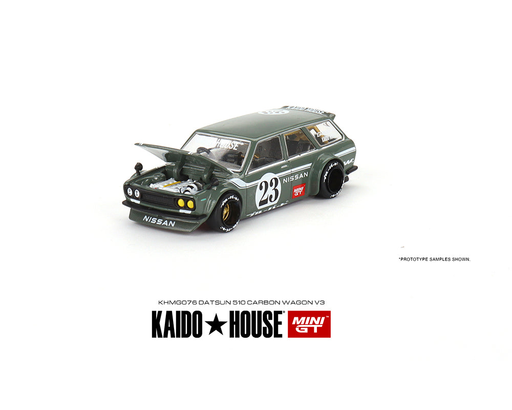 MiniGT X Kaido House 1:64 Datsun Kaido 510 Wagon Carbon Fiber V3 - Green