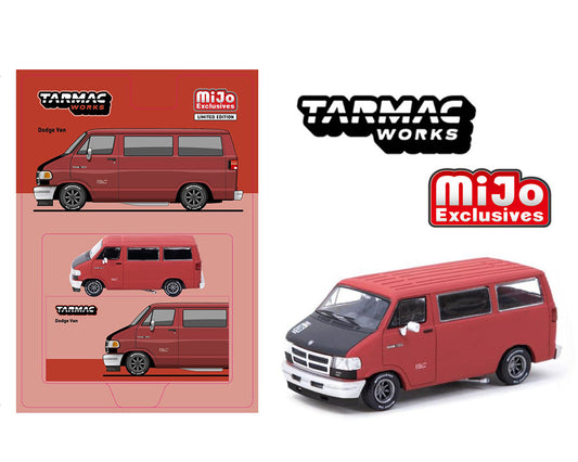 Tarmac Works 1:64 Dodge Van – Red – MiJo Exclusive