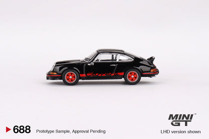 MiniGT 1:64 Porsche 911 Carrera RS 2.7 Black with Red Livery - MiJo Exclusive #688