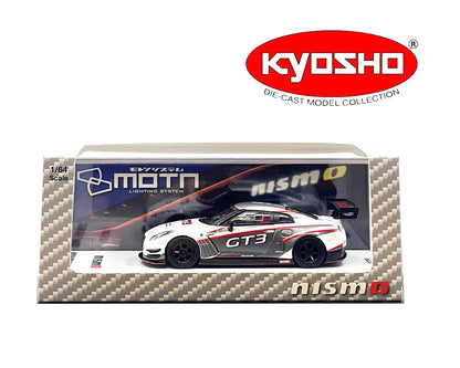 Kyosho 1:64 Nissan GT-R Nismo GT-3 Presentation with MOTN LED Base Compatible – White