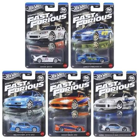 Hot Wheels 1:64 2025 Silver Series - Fast & Furious Graphic Remix *Set Of 5*