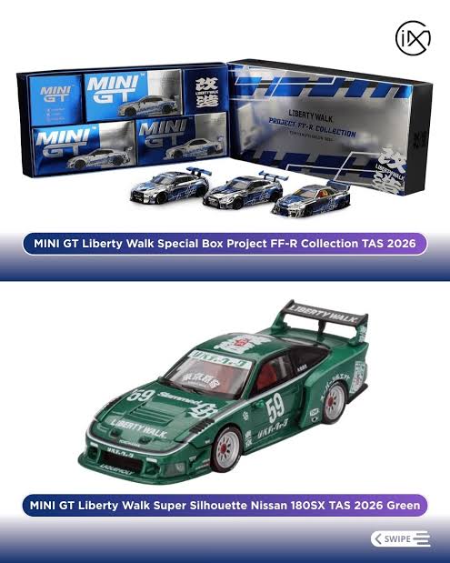 MiniGT 1:64 LBWK Liberty Walk Bundle - 3 Car Box Set & 180SX Green - 2026 Tokyo Auto Salon Japan