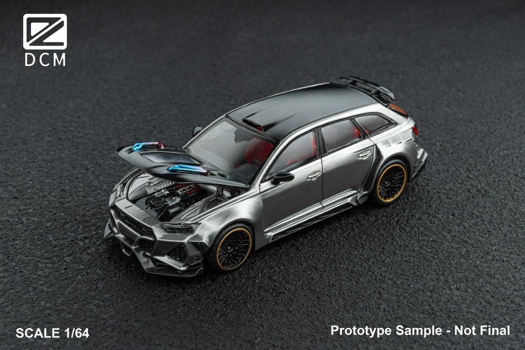 DCM 1:64 Modified Audi RS6 Avant Opening Hood - Silver Chrome