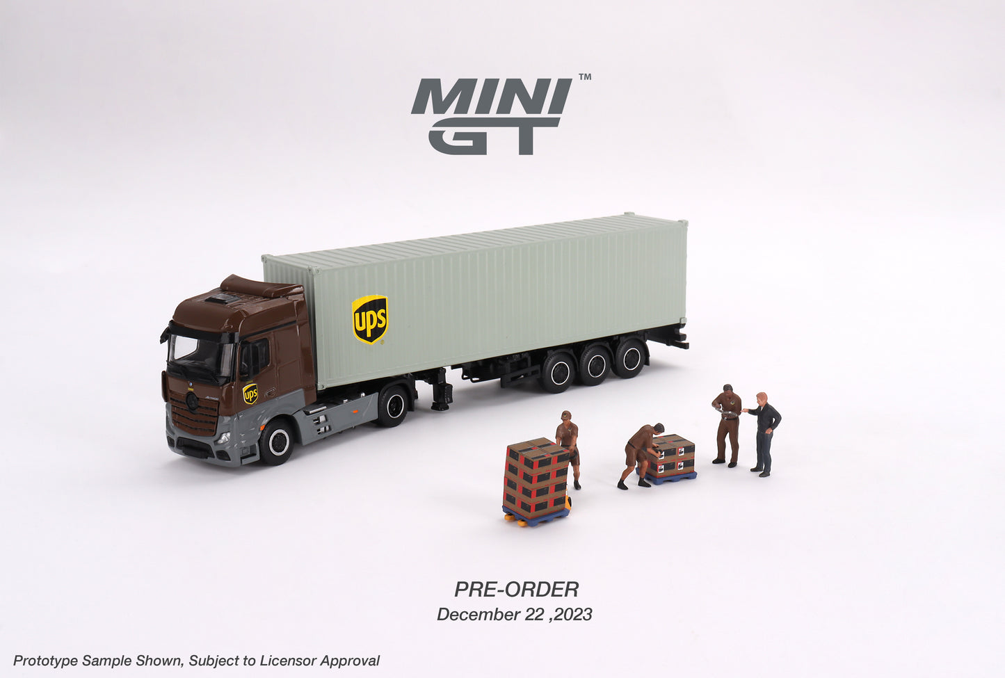 MiniGT 1:64 Mercedes-Benz Actros with 40 Ft Dry Container – UPS Europe #705