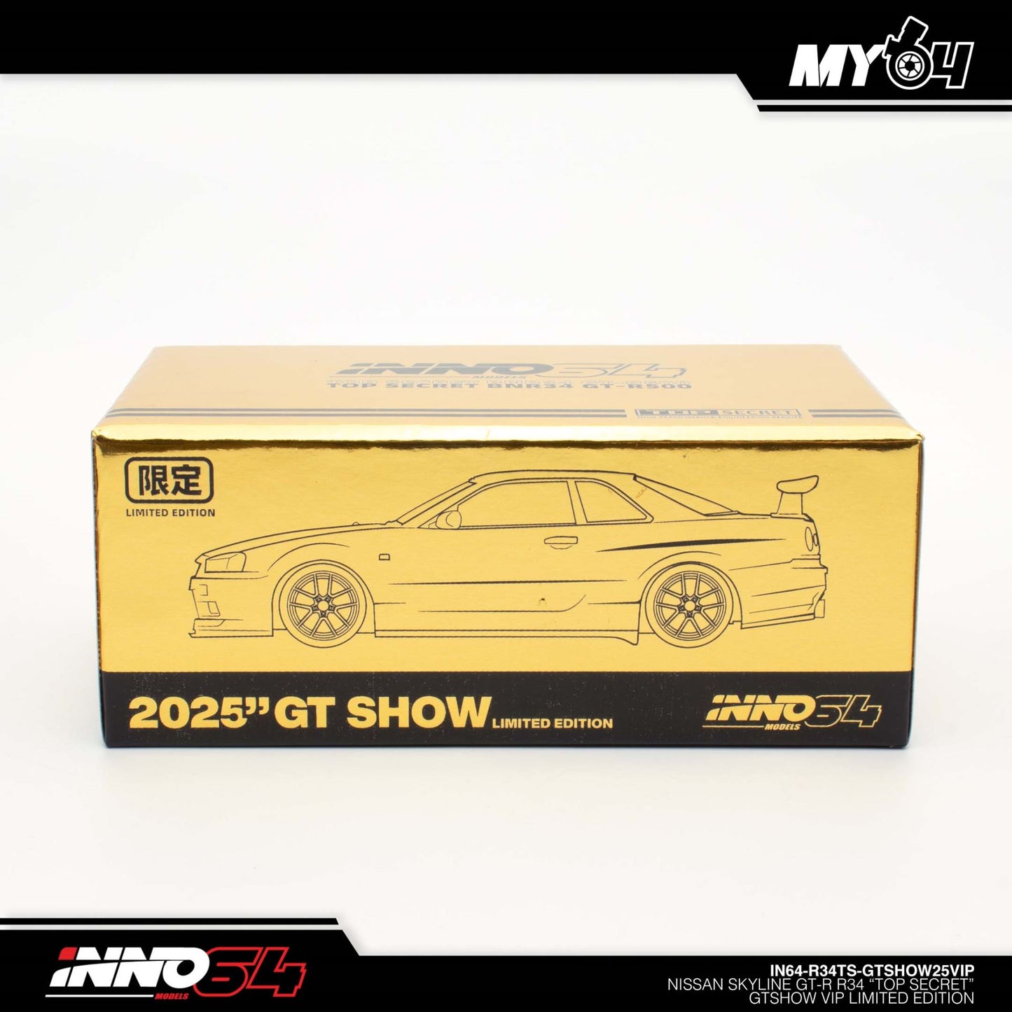 Inno64 1:64 Nissan Skyline GT-R R34 Top Secret GOLD - 2025 GTSHOW Event Exclusive VIP
