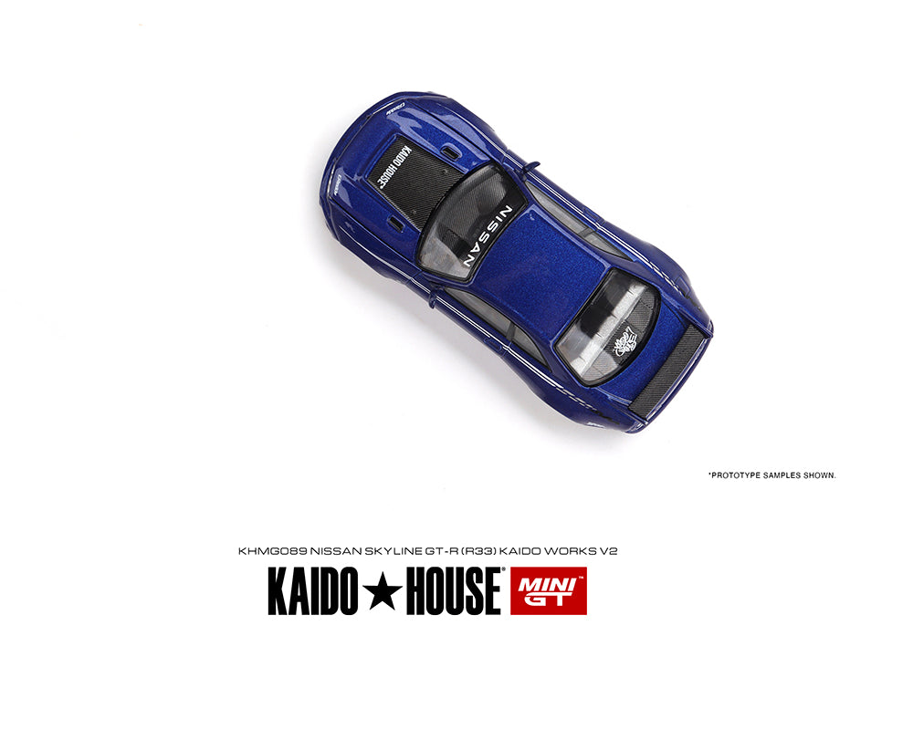 MiniGT X Kaido House 1:64 Nissan Skyline GT-R (R33) Kaido Works V2 - Blue