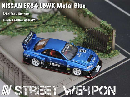 Street Weapon 1:64 LBWK Nissan Skyline ER34 LB Super Silhouette - Metallic Blue