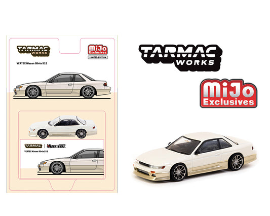 Tarmac Works 1:64 Vertex Nissan Silvia S13 – White – Global64 – Mijo Exclusive